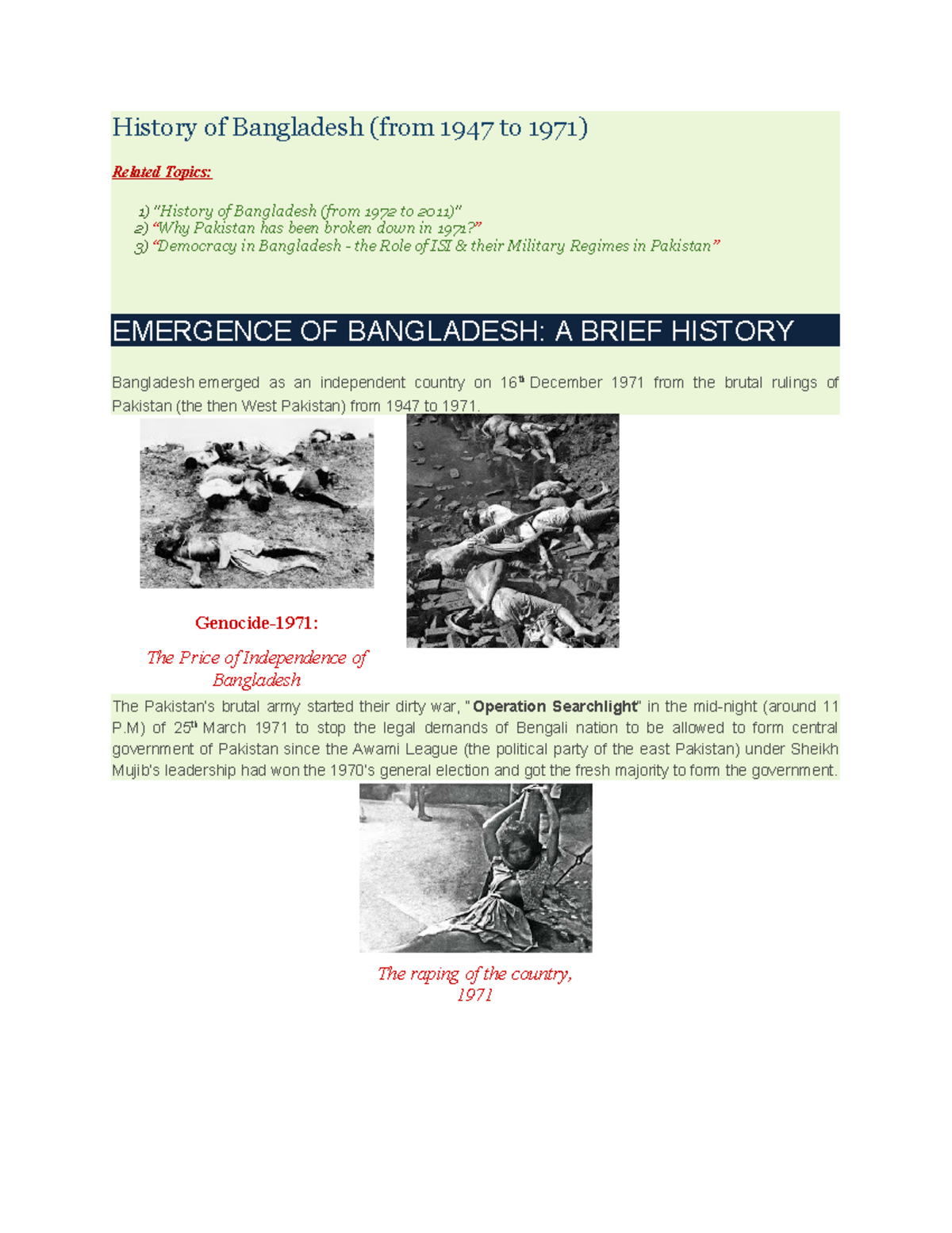 History of Bangladesh - Genocide-1971: The Price of Independence of ...