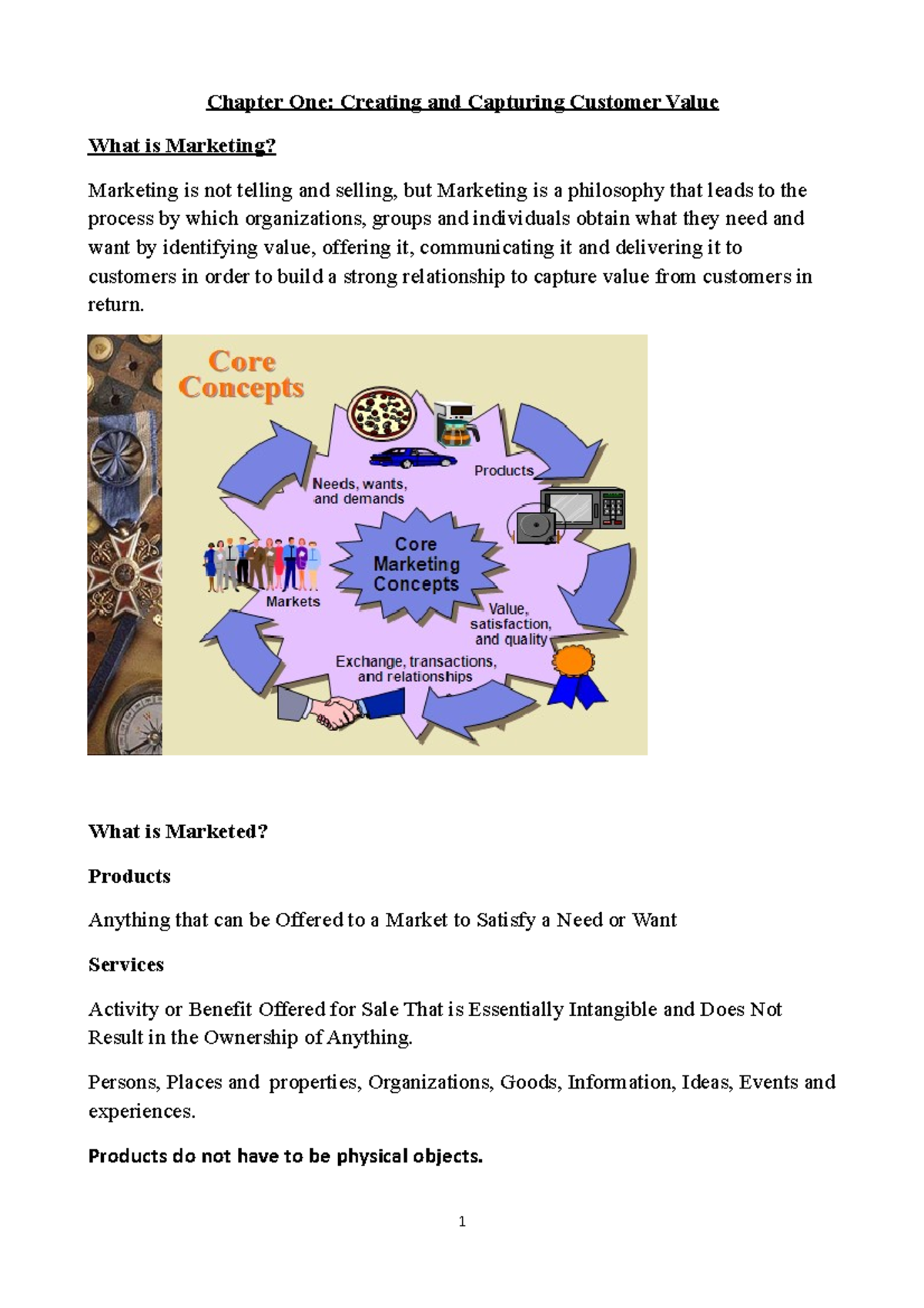 Chapter One: Creating and Capturing Customer Value - What is Marketed ...