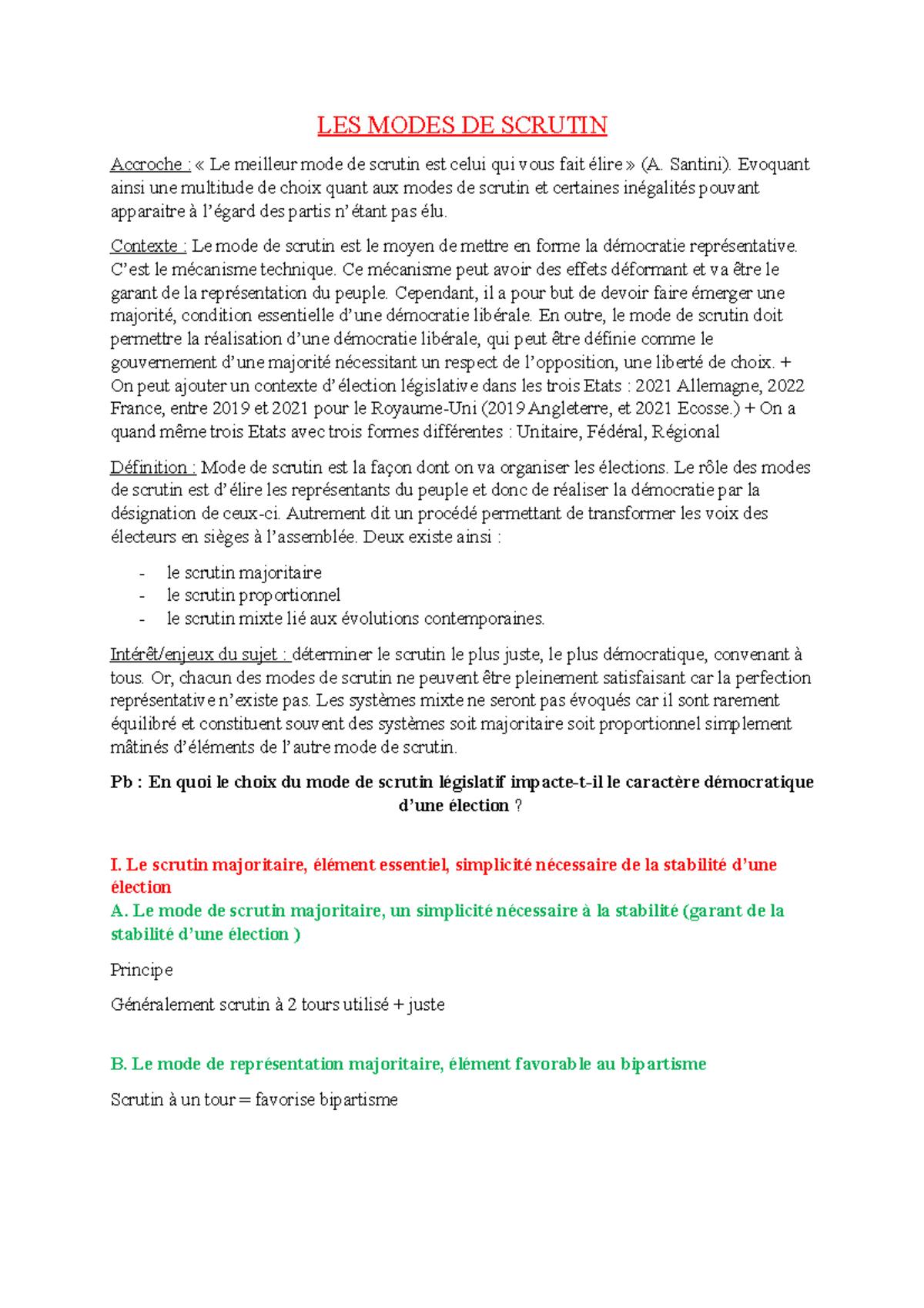 LES Modes DE Scrutin - td droit constitutionnel - LES MODES DE SCRUTIN ...