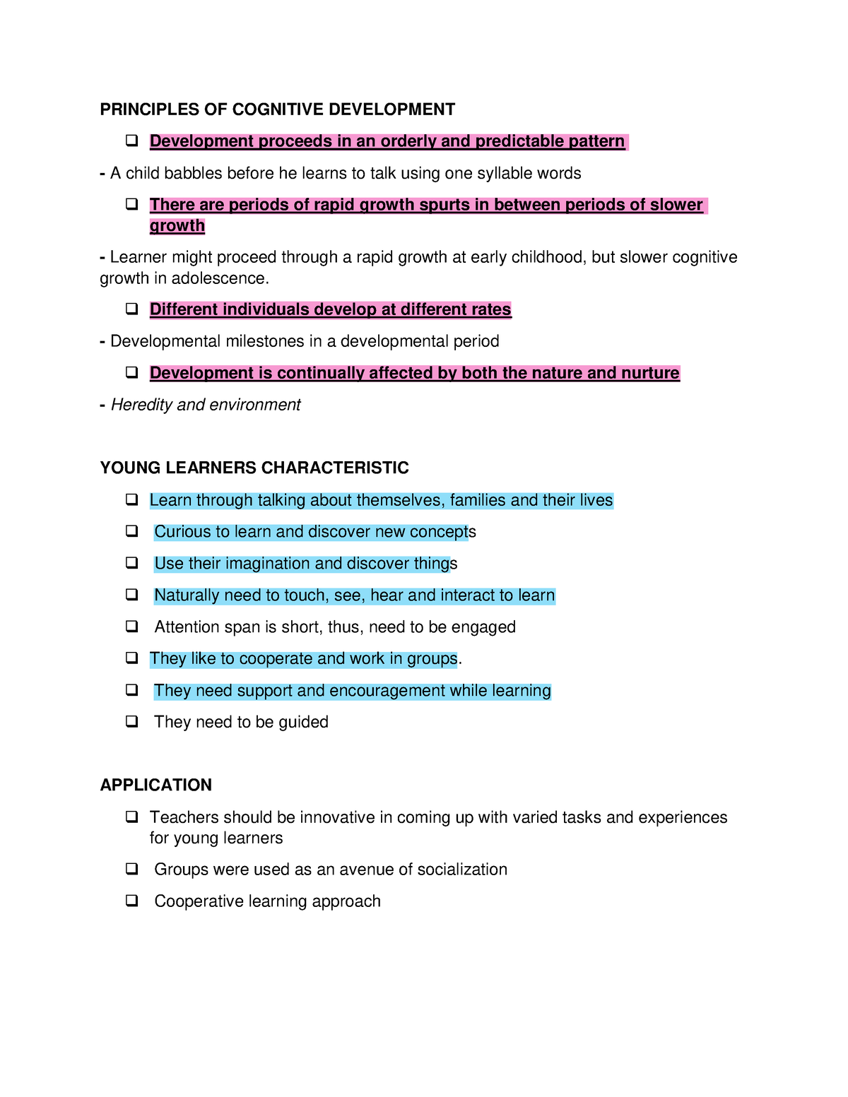 Principles of cognitive outlet development