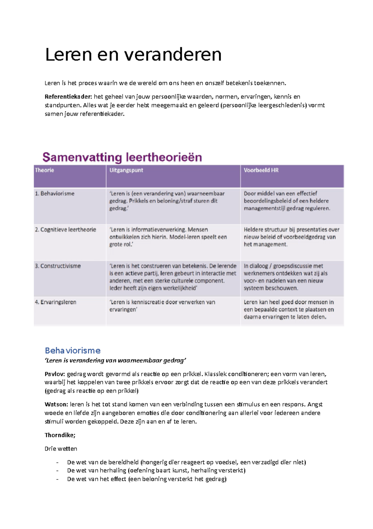 Samenvatting Leren En Veranderen - Leren En Veranderen Leren Is Het ...