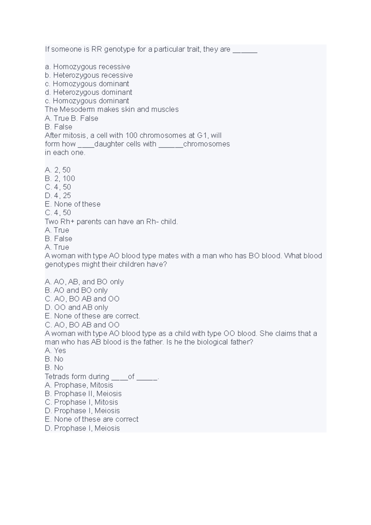 7 UO Foundations Of Human Biology 2 If Someone Is RR Genotype For A 