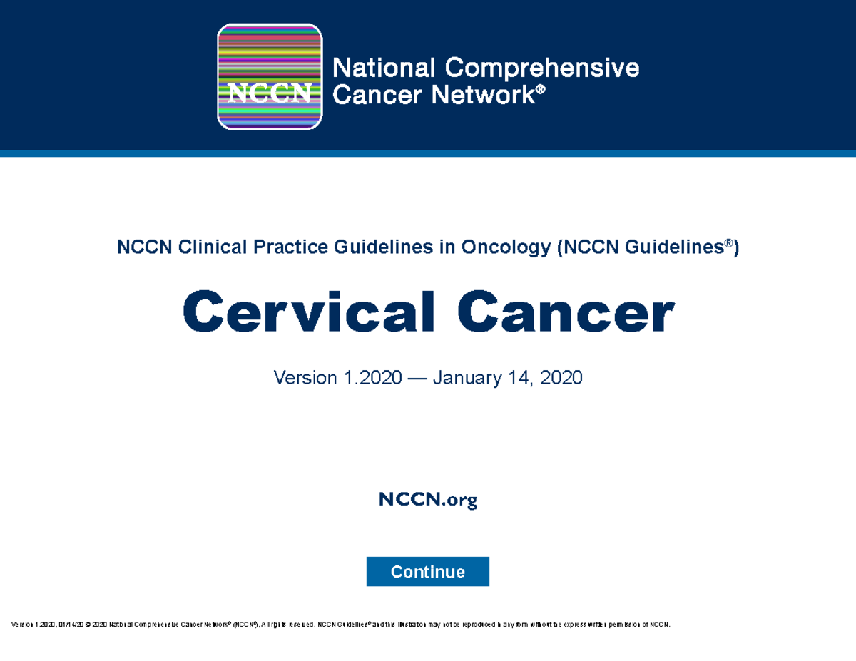 Cervical NCCN Clinical Practice Guidelines in Oncology (NCCN