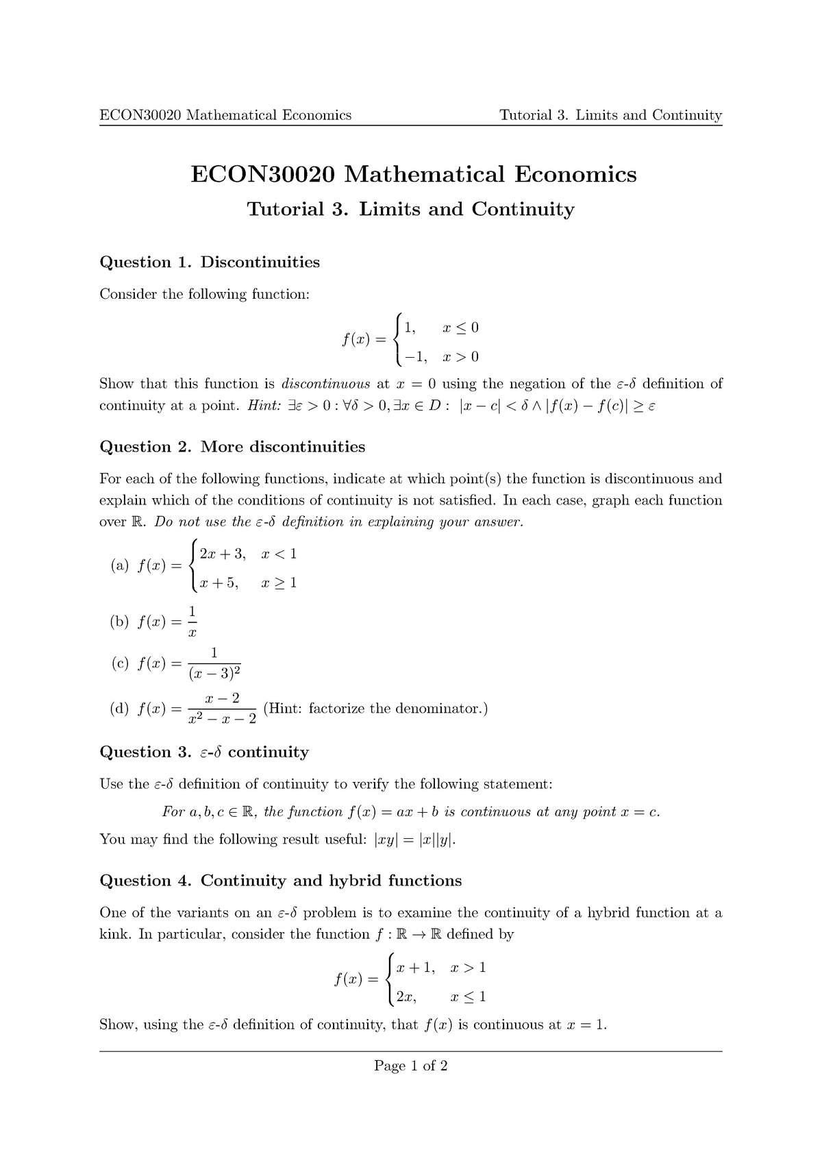 T Limits And Continuity Econ Mathematical Economics