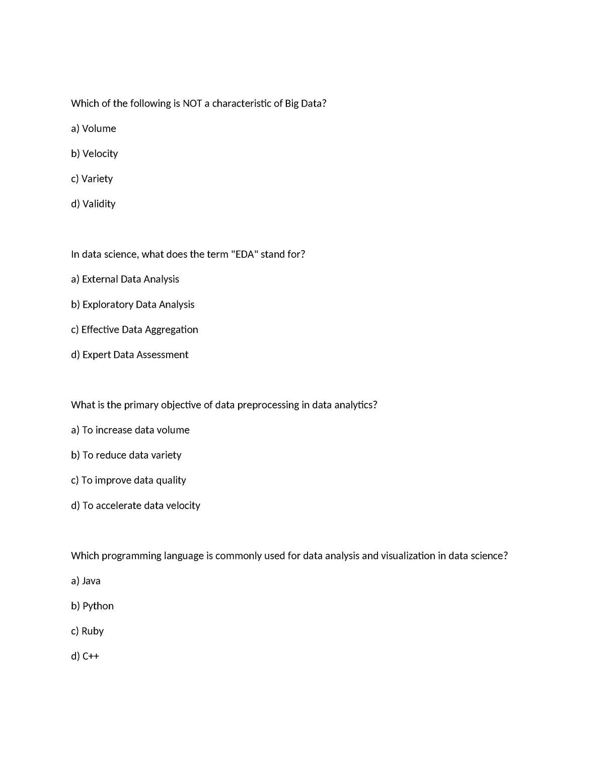 Mcq S - MCQ - Which Of The Following Is NOT A Characteristic Of Big ...