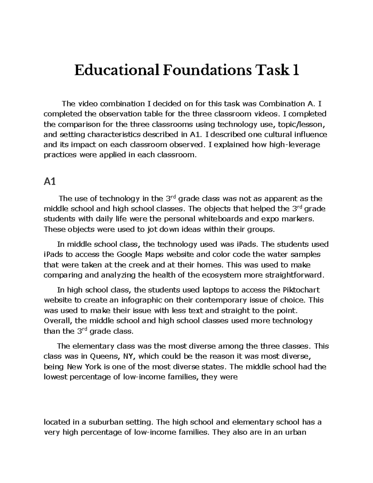 foundation of education assignment