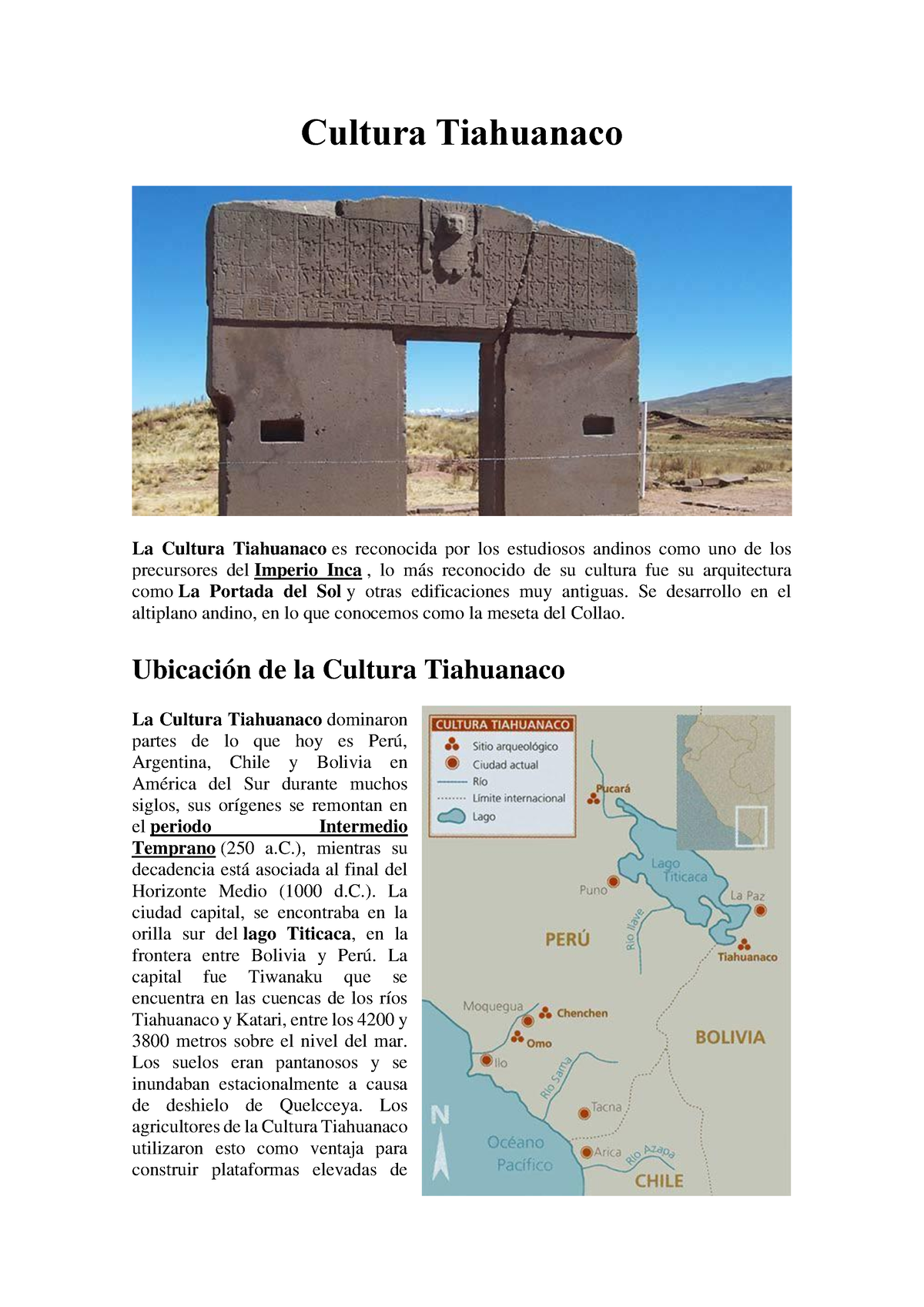 Cultura Tiahuanaco - Recursos de la tierra y el medio ambiente ...