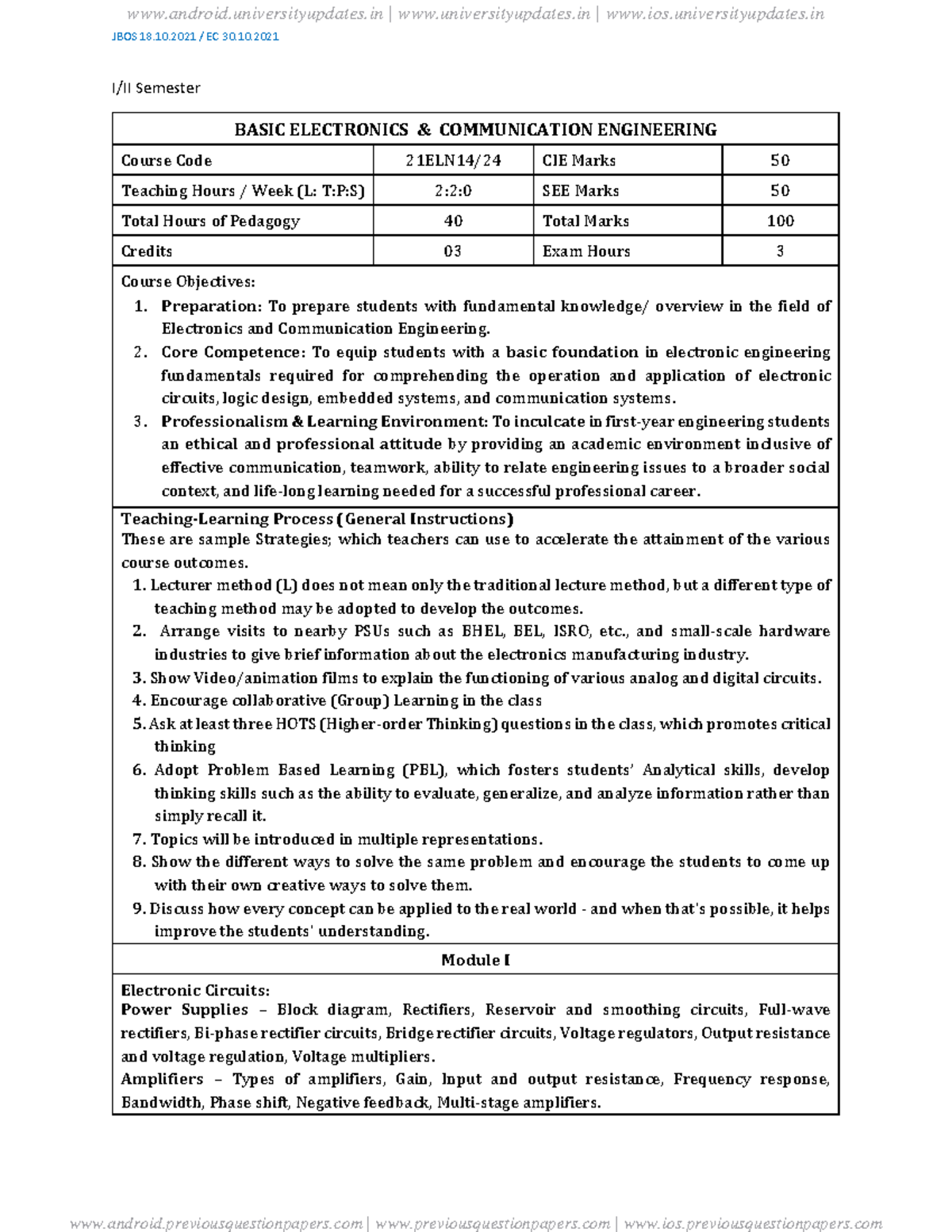 21eln24 - JBOS 18.10 / EC 30. I/II Semester BASIC ELECTRONICS ...