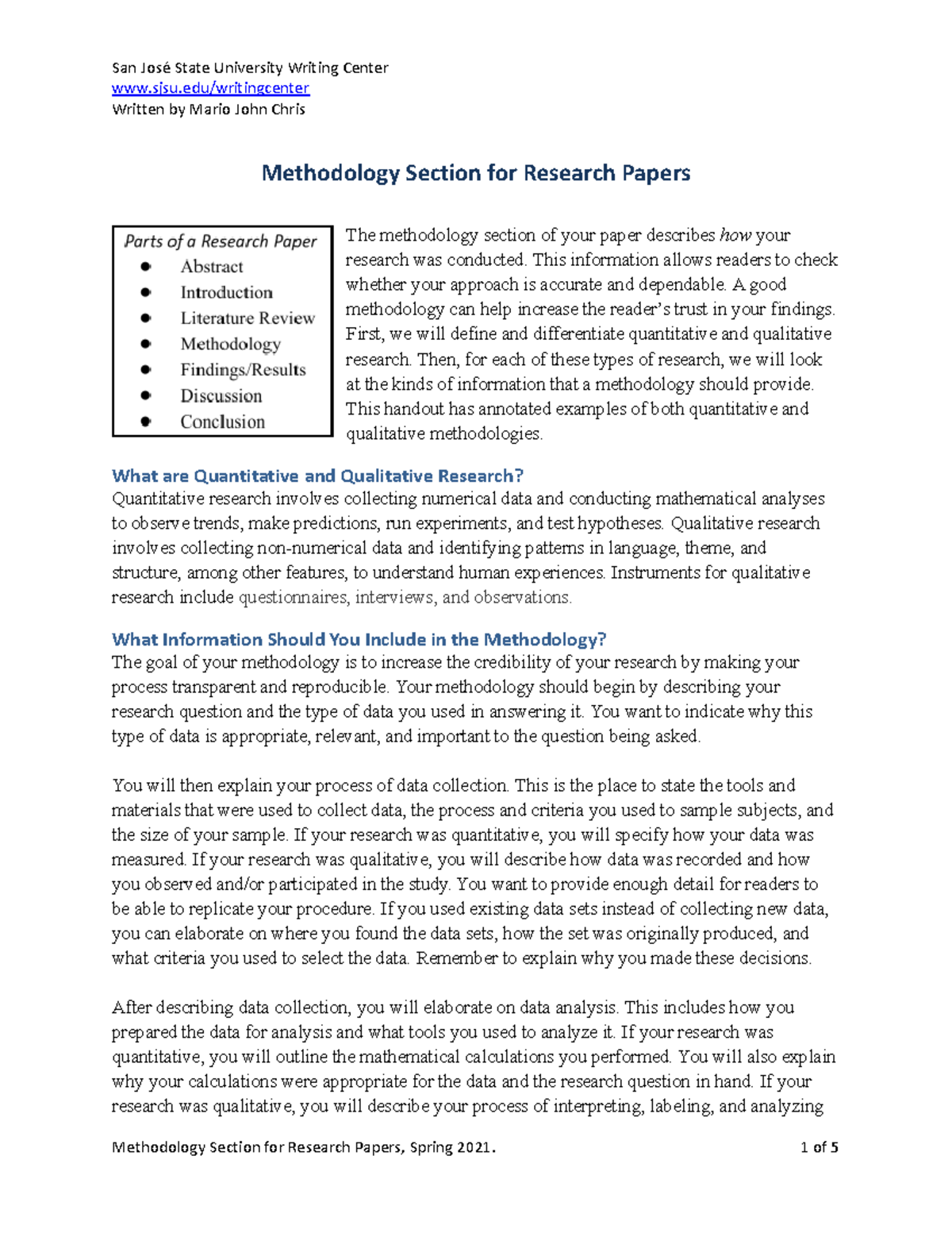 Methodology steps explained - San José State University Writing Center ...