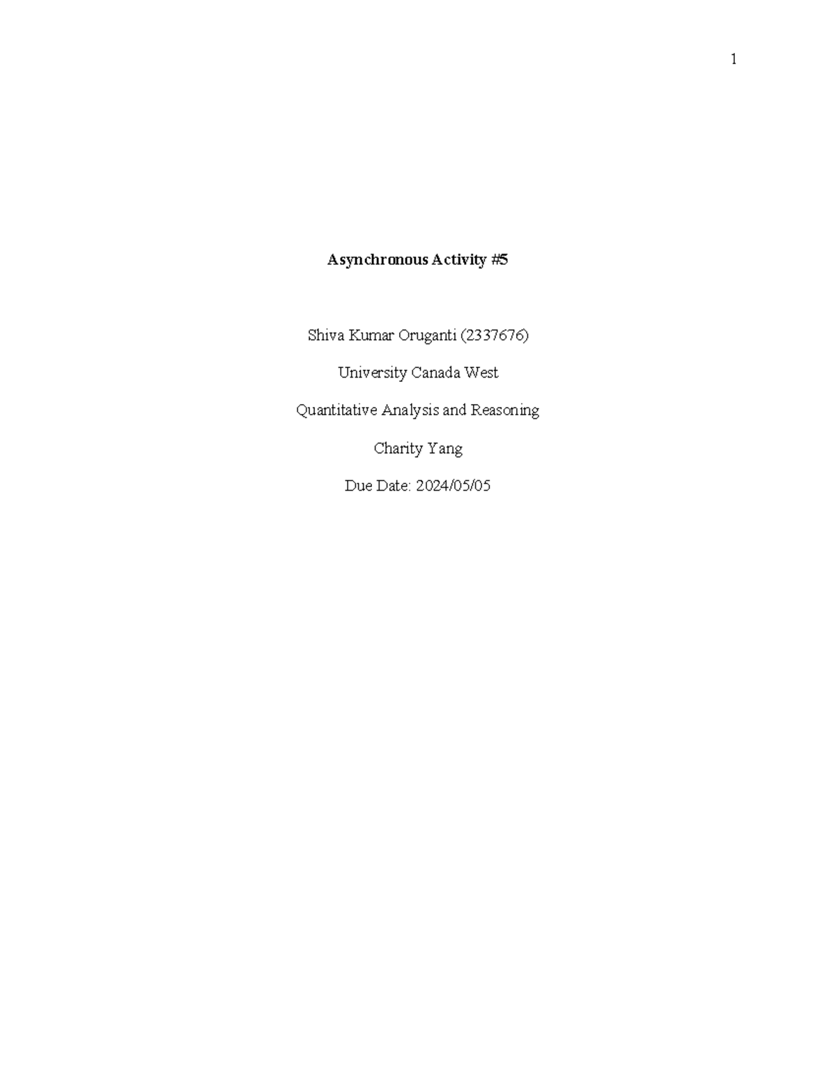 APA Paper Template 7th Ed - Asynchronous Activity # Shiva Kumar ...