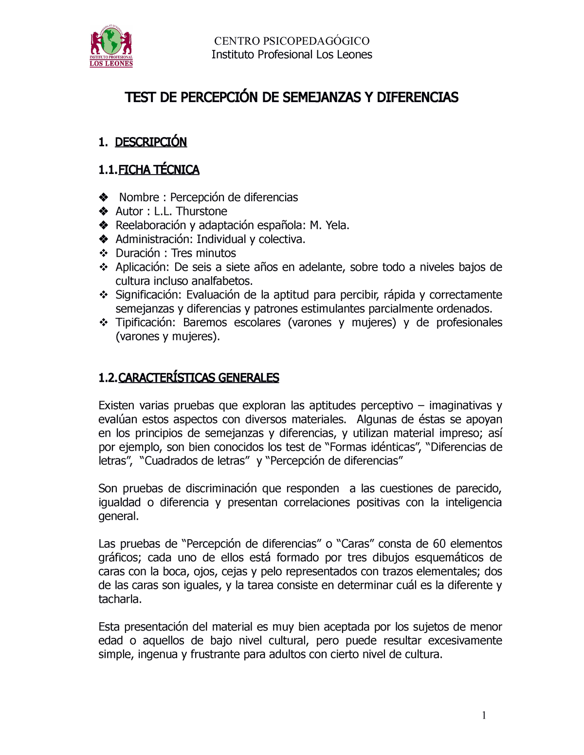 7109009 Test De Percepci On De Semejanzas Y Diferencia 2 - Instituto ...