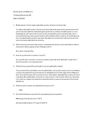 Distillation Pre Lab - Pre Lab for lab 2 of this class - Simple ...