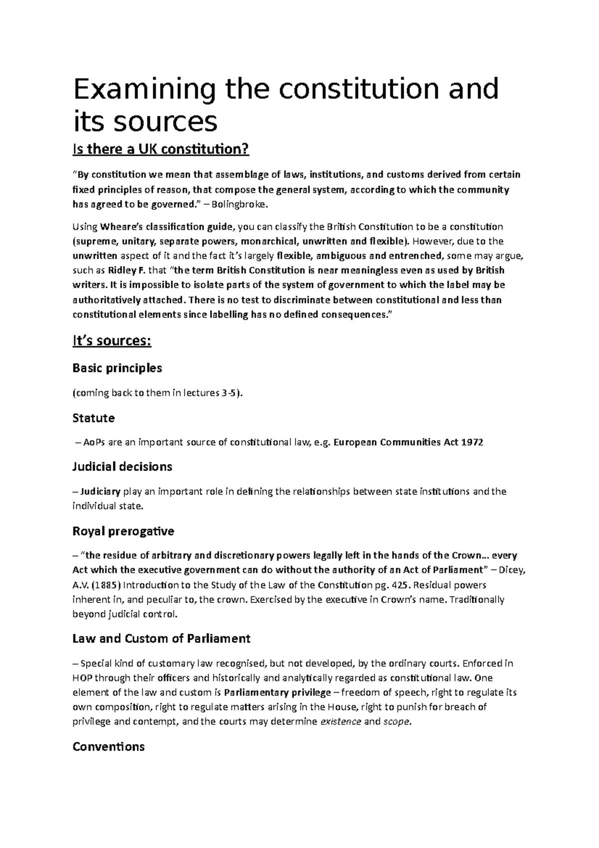 Constitutional Law Lecture 2 T1 - Examining the constitution and its ...