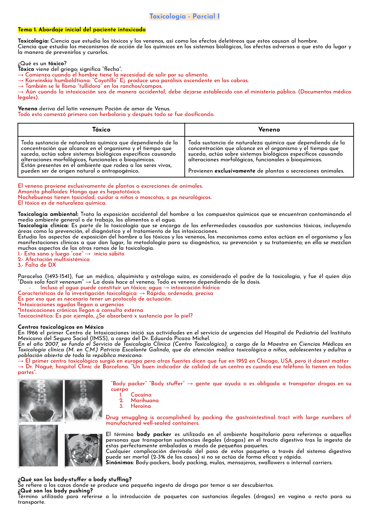 Toxicología Parcial 1 Toxicología Parcial I Tema 1 Abordaje