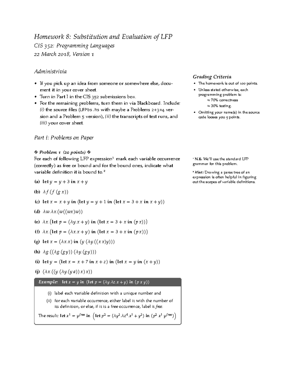 Hw08 - CIS 352 Programming Language: Theory & Practice Professor : Jim ...