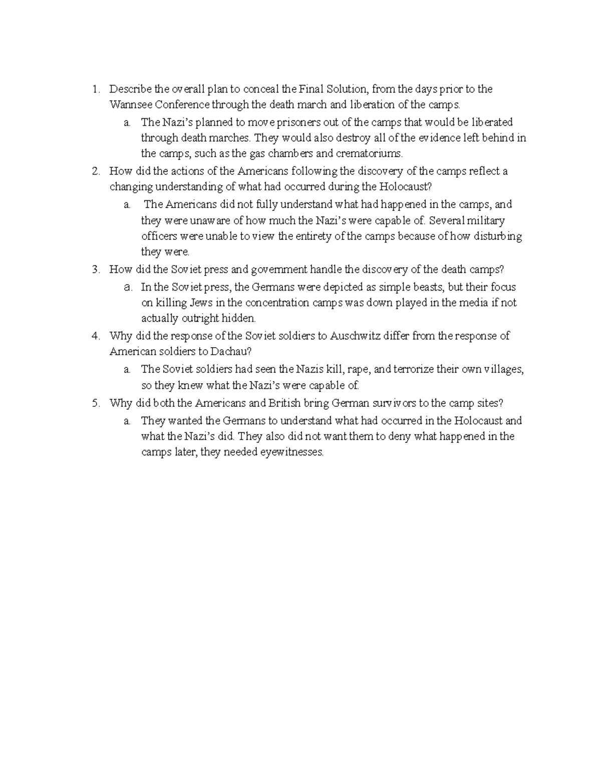 Unit 6 Critical Thinking Questions - Describe the overall plan to ...