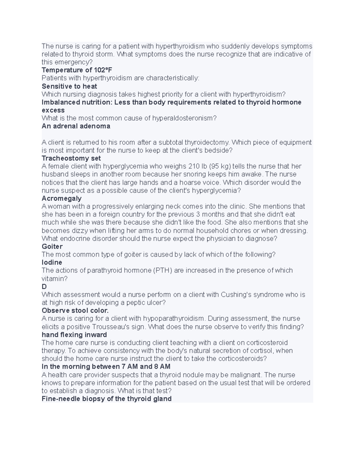 Quizlet Ch 50Caring for Clients with Disorders of the Endocrine System