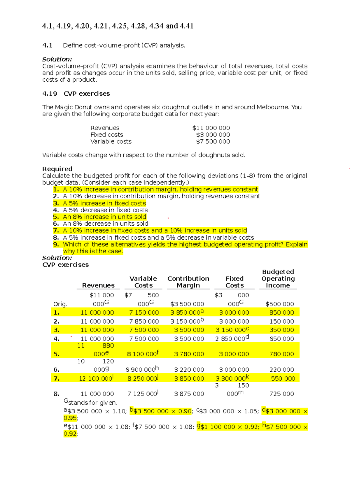 Week Solutions 4 Define costvolumeprofit (CVP) analysis