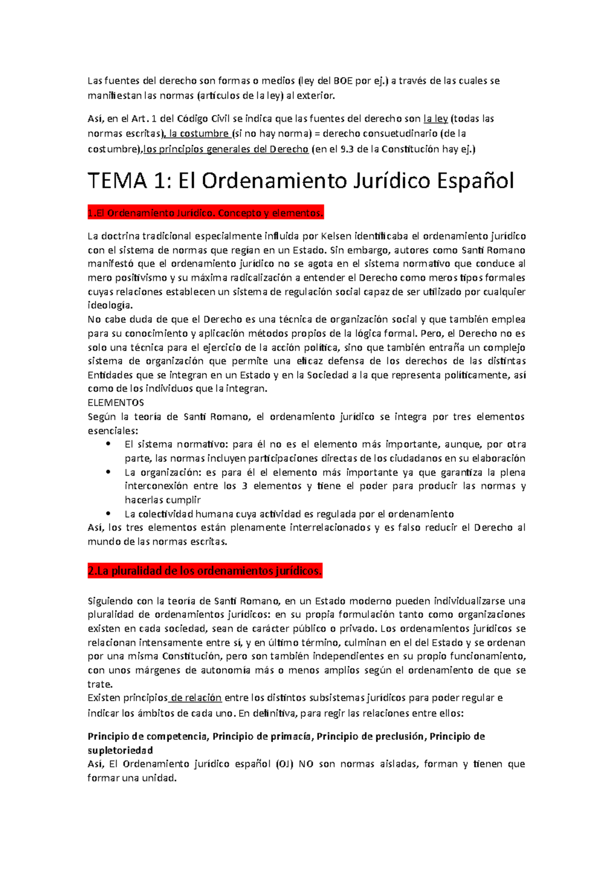 TEMA 1-El Ordenamiento Jurídico Español - Las fuentes del derecho son ...