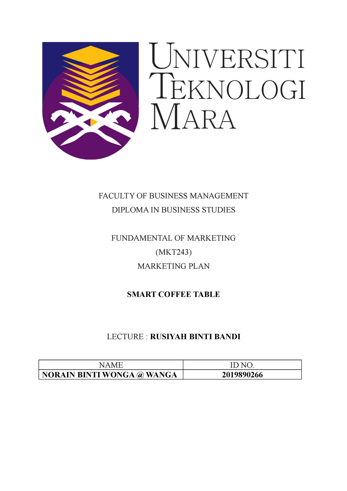 mkt243 assignment report