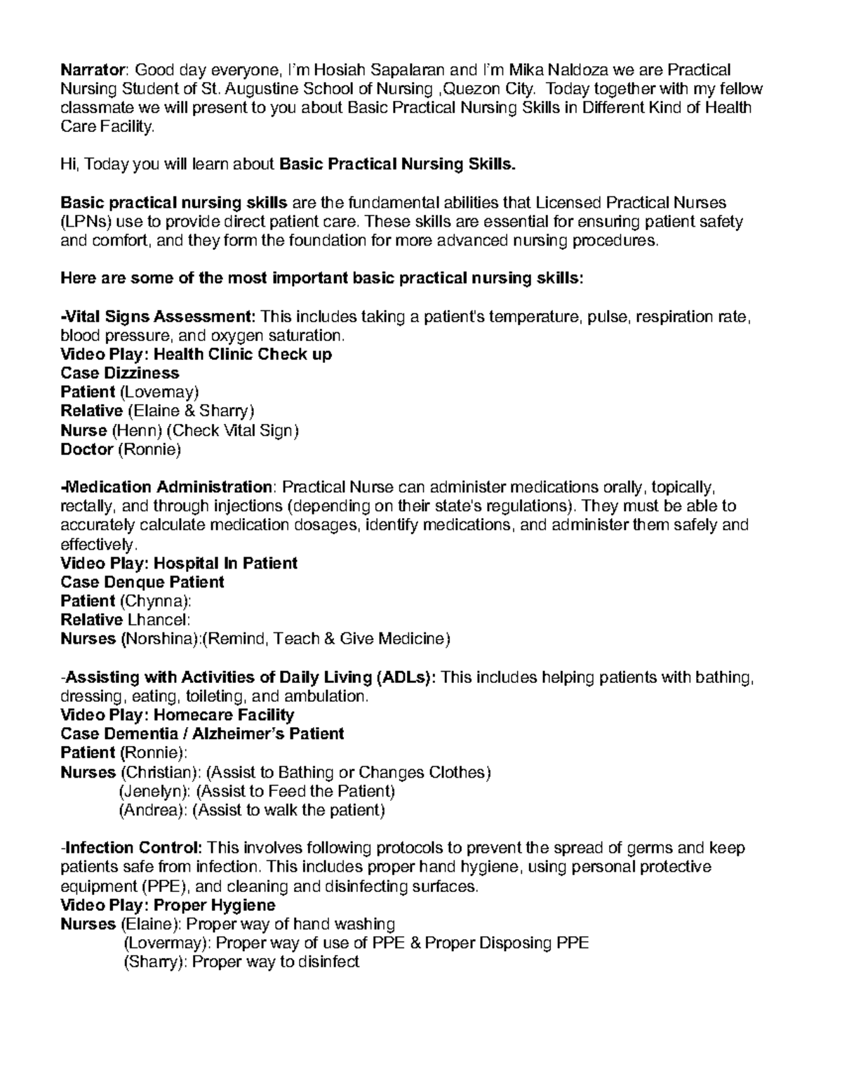 Fundamentals Role Play - Narrator: Good day everyone, I’m Hosiah ...