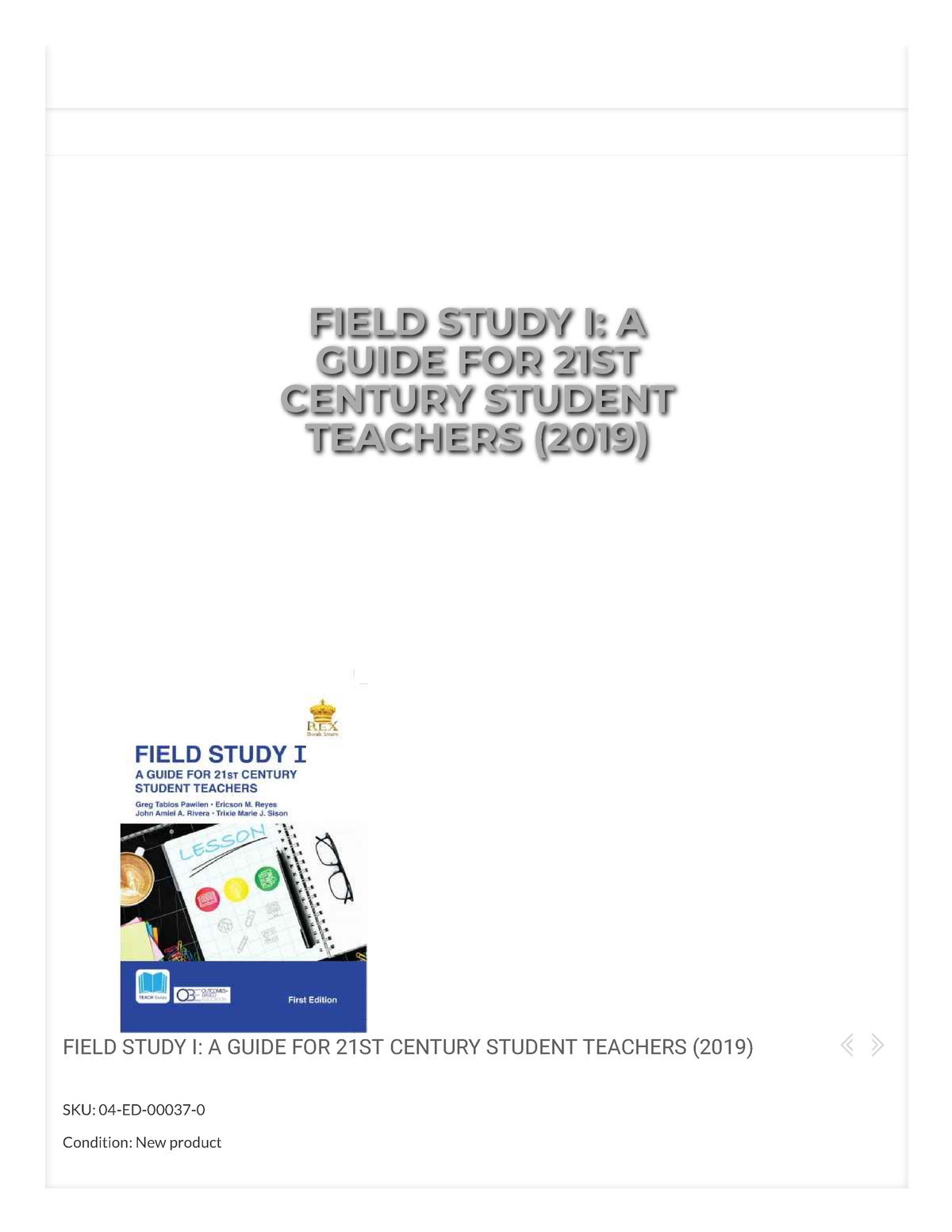 Field Study I A Guide for 21st Century Student Teachers Teachers