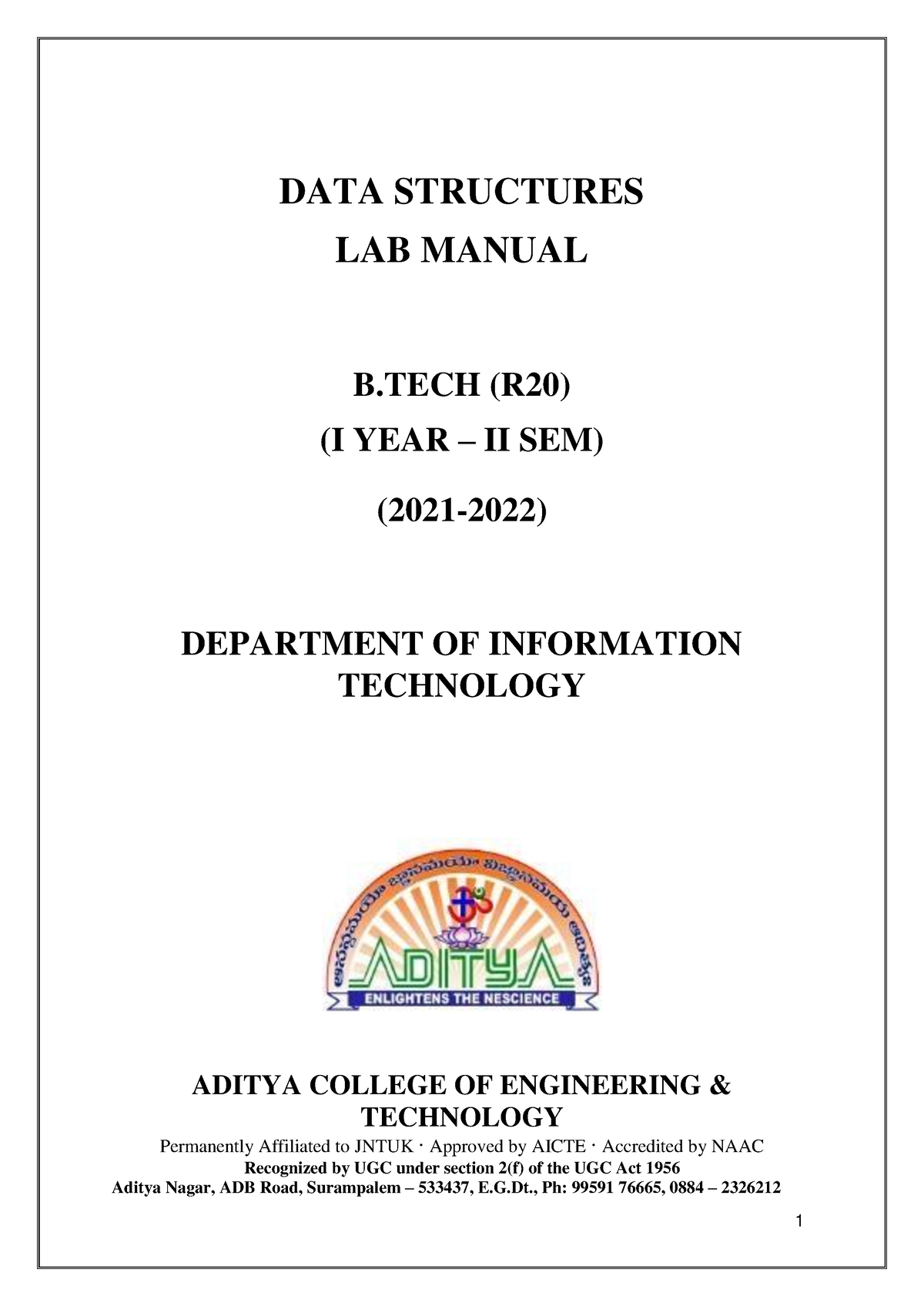 Data Structues Lab Manual R20 21 22 2 DATA STRUCTURES LAB