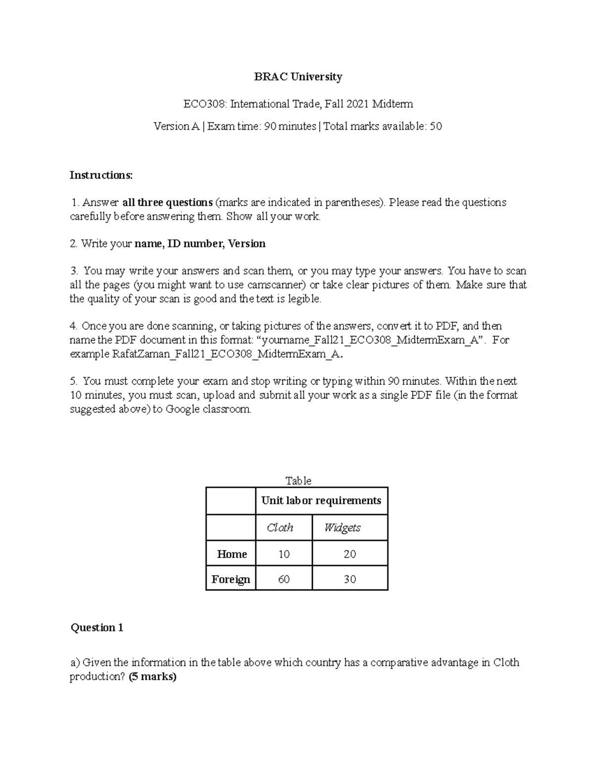 ECO 308 Midterm Fall 2021 2 - International Trade - Studocu