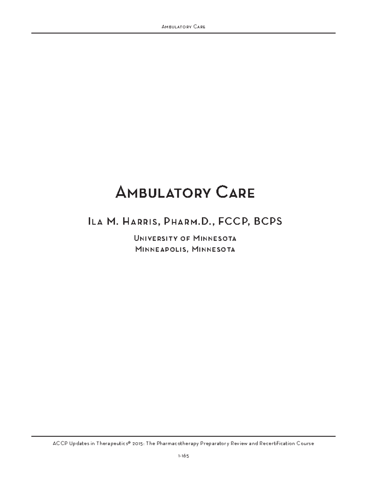 PPC15 Ambulatory Care workbook ACCP Updates in Therapeutics® 2015