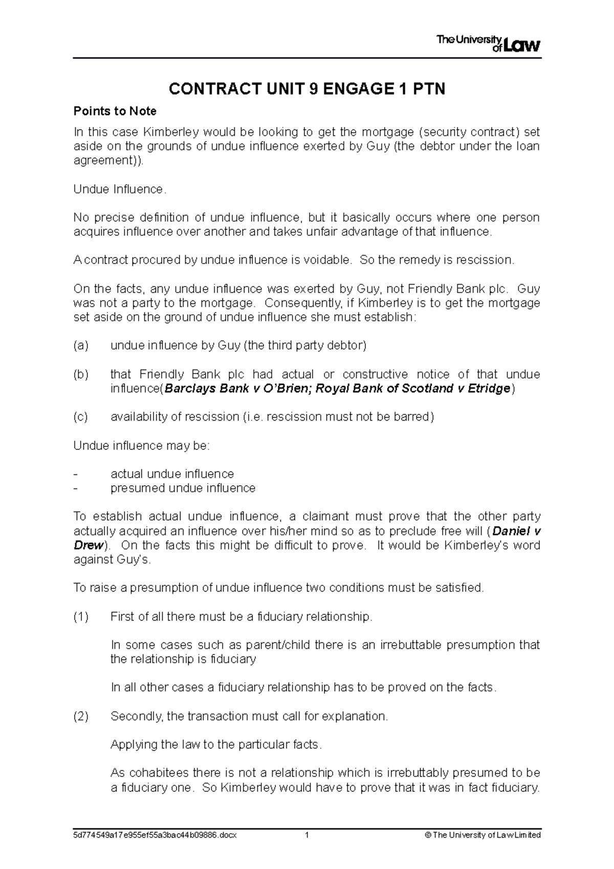Contract UNIT 9 Engage 1 PTN - CONTRACT UNIT 9 ENGAGE 1 PTN Points to ...