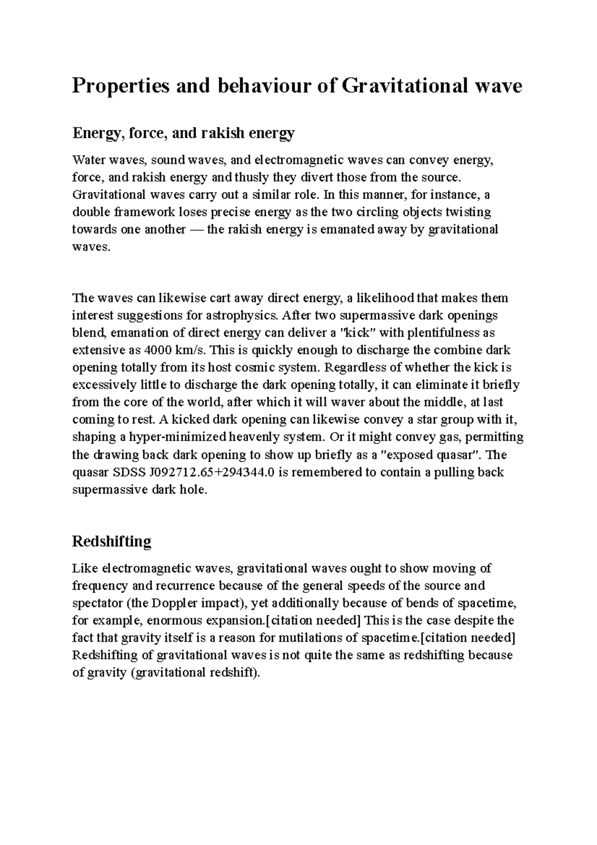 Properties and behaviour of Gravitational wave - Gravitational waves ...