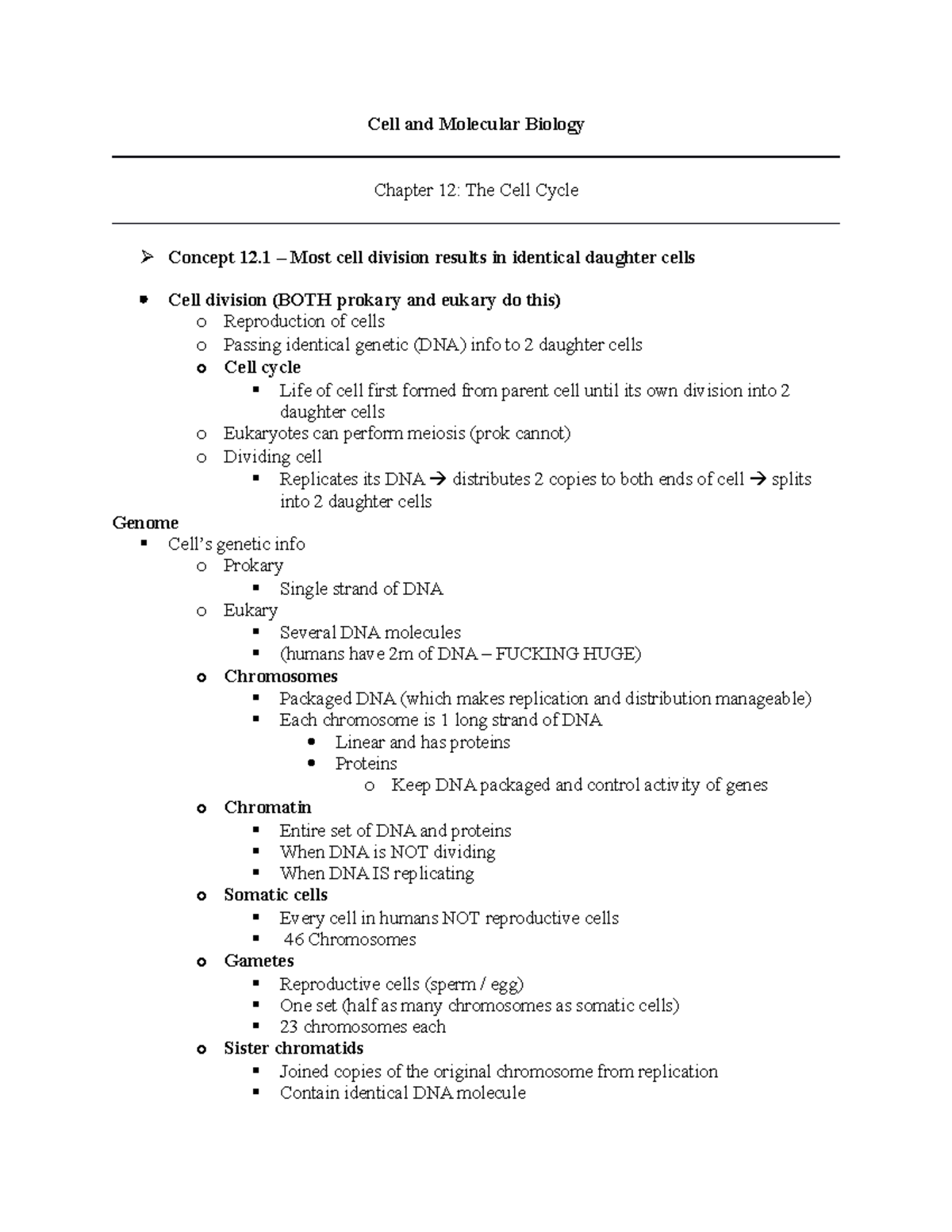 Ch.12 Cell Cycle - Dr. Clark - Cell And Molecular Biology Chapter 12 ...