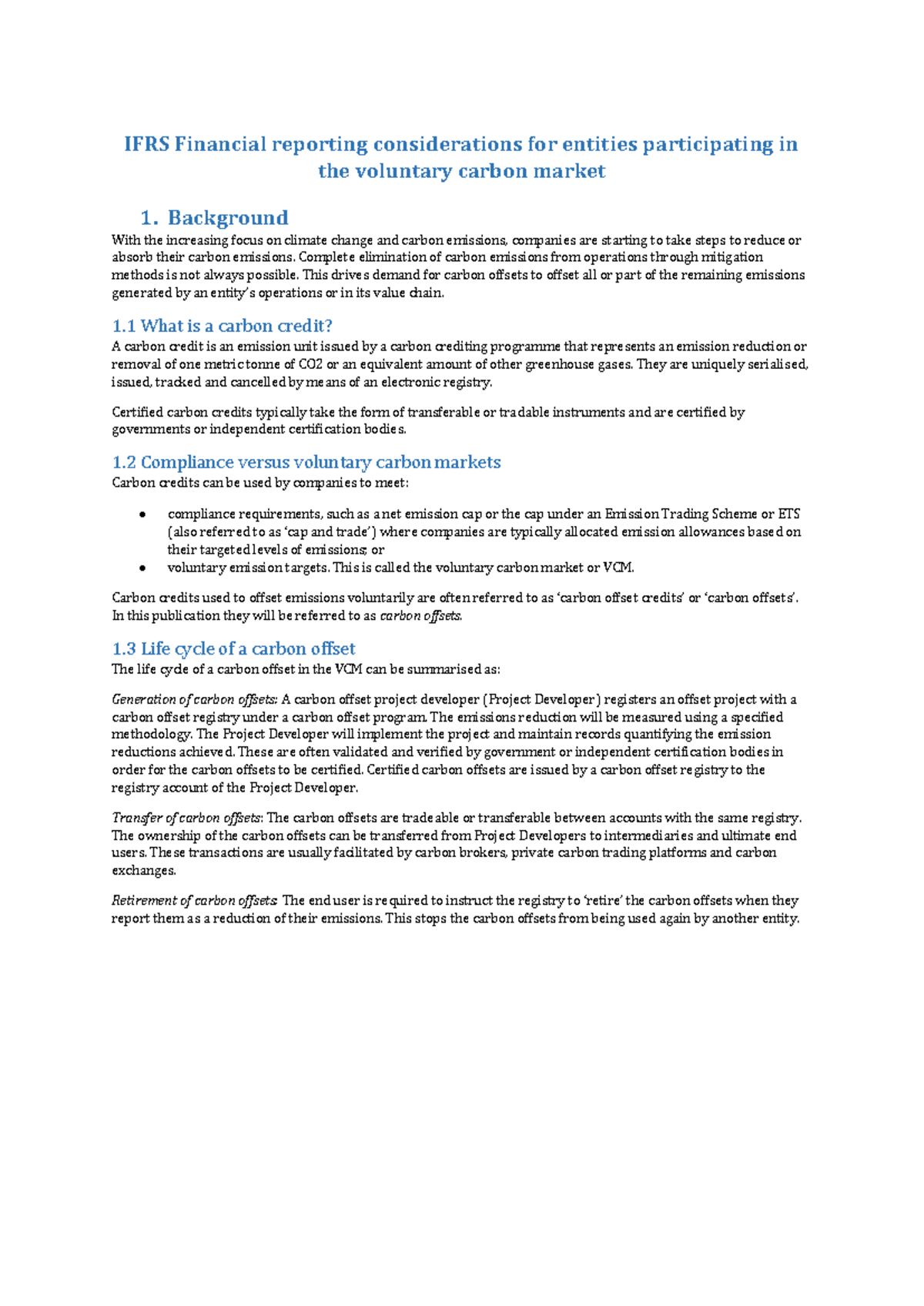 IFRS Financial reporting considerations for entities participating in ...