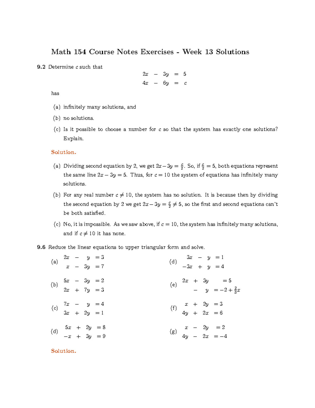 Course Note Exercises (Week 13) - Math 154 Course Notes Exercises ...