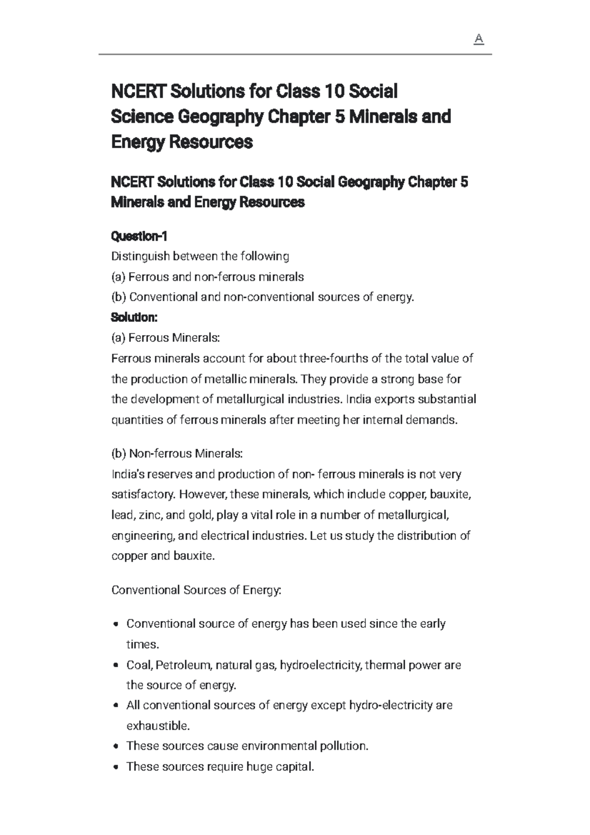 GMS5 ASSIGNMENT - NCERT Solutions for Class 10 Social Science Geography ...