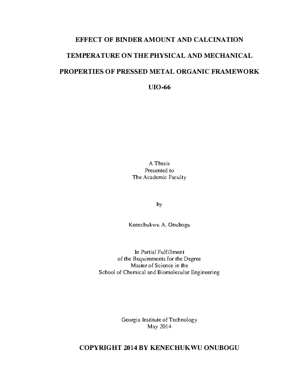 Onubogu- Thesis-2014 - Useful - EFFECT OF BINDER AMOUNT AND CALCINATION ...
