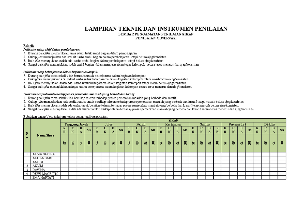 13. Lampiran Teknik Dan Instrumen Penilaian - LAMPIRAN TEKNIK DAN ...