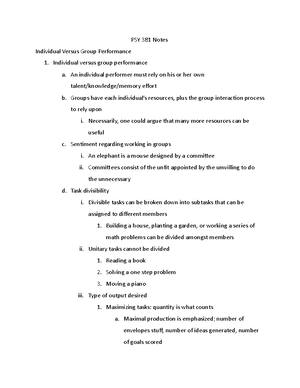 PSY 381 - The Individual And The Group - PSY 381 The Individual And The ...