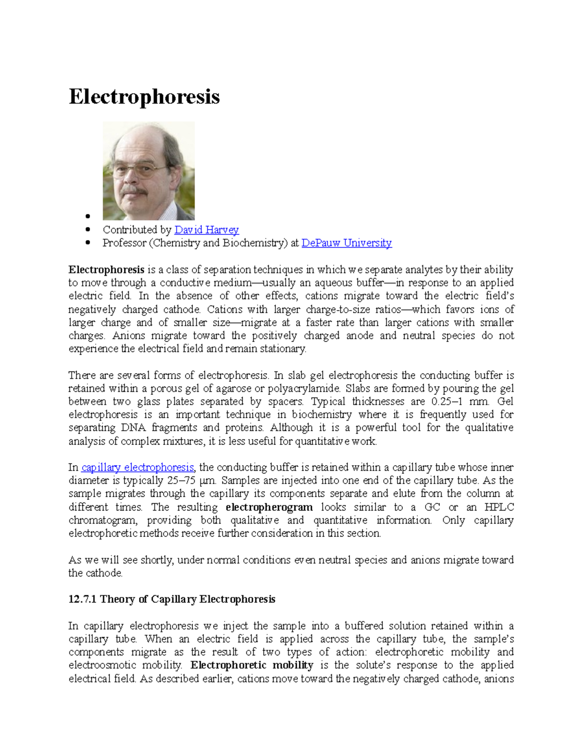 Electrophoresis Lecture notes 5 Electrophoresis Contributed by