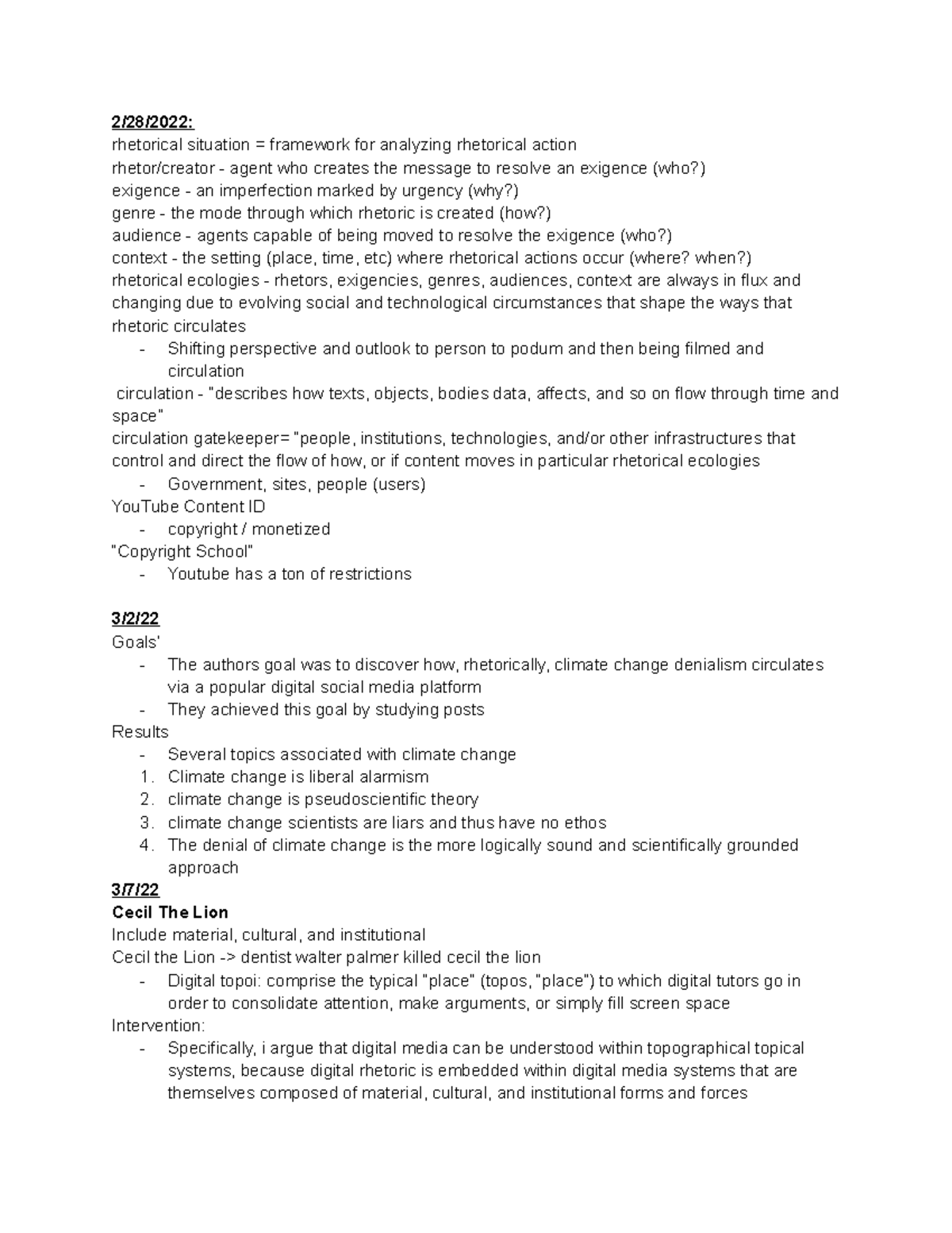 Class Notes Test 2 - 2/28/2022: Rhetorical Situation = Framework For ...