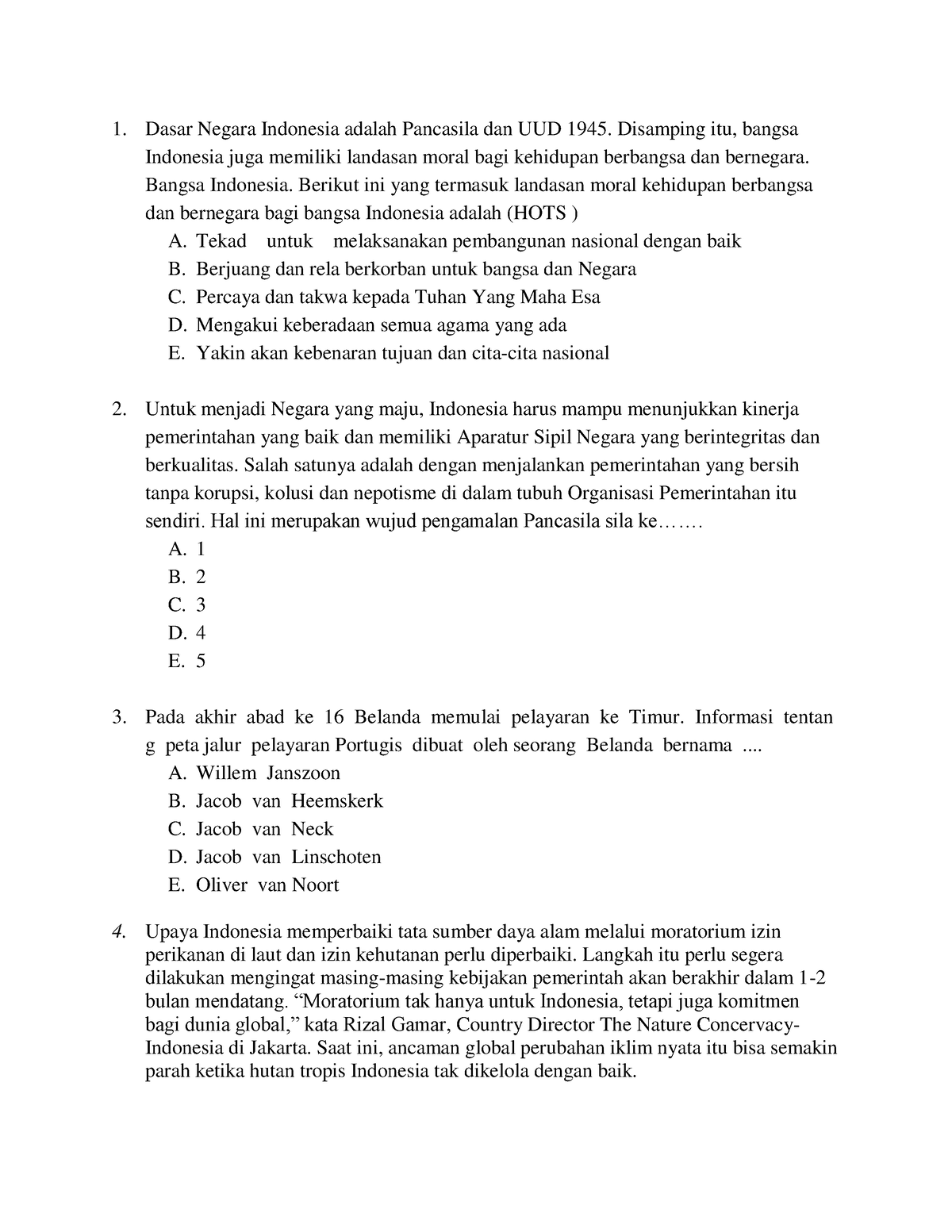 4. SOAL TO Pretest 4 - Latihan Soal - Dasar Negara Indonesia Adalah ...