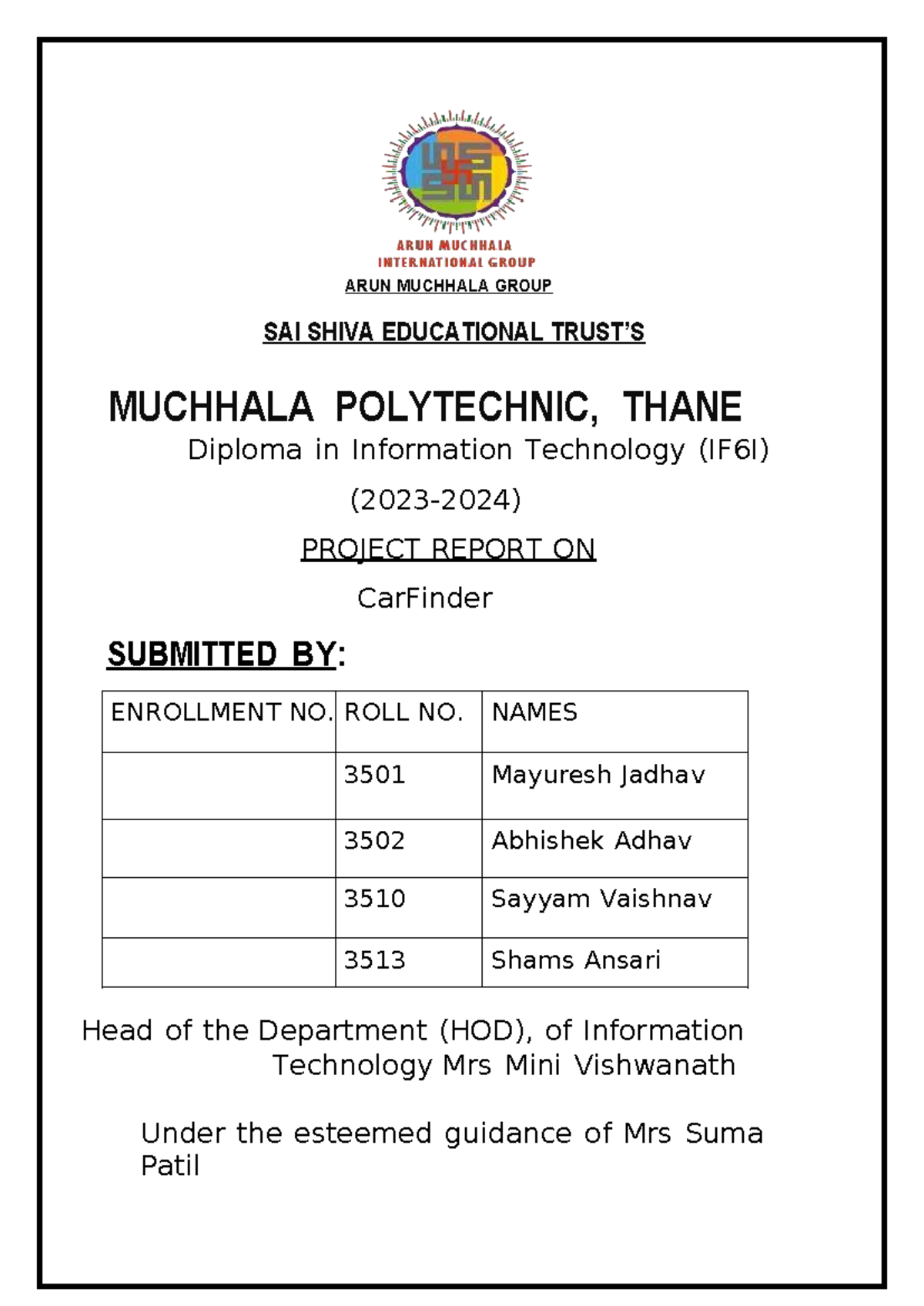 CPE Report - Computer Engineering - ARUN MUCHHALA GROUP SAI SHIVA ...
