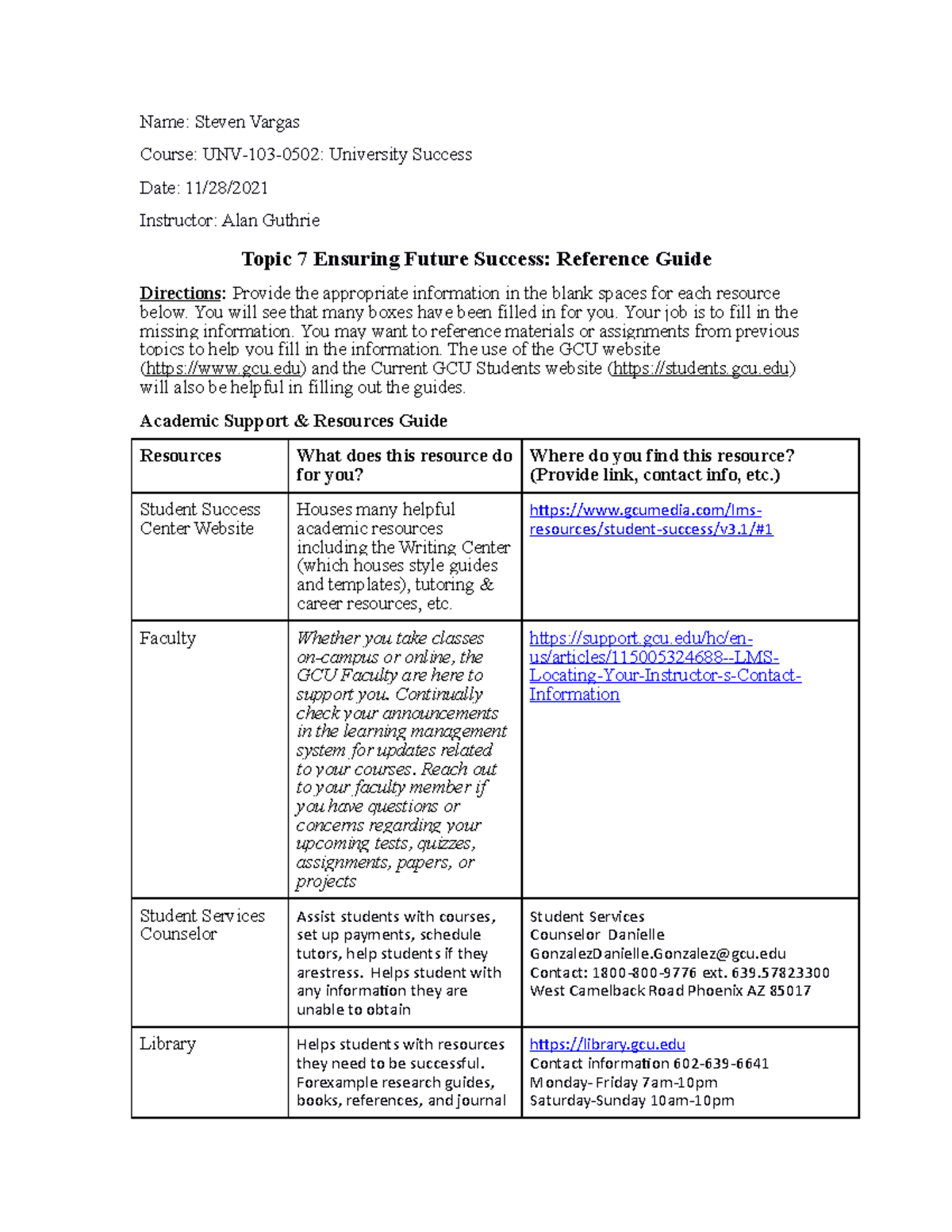 UNV-103-T7-Ensuring Future Success-Reference Guide-Online - Name 