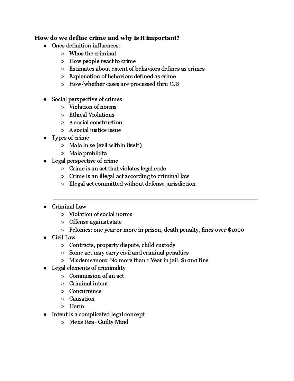 Chapter 2 CJS Intro to criminal justice How do we define crime and