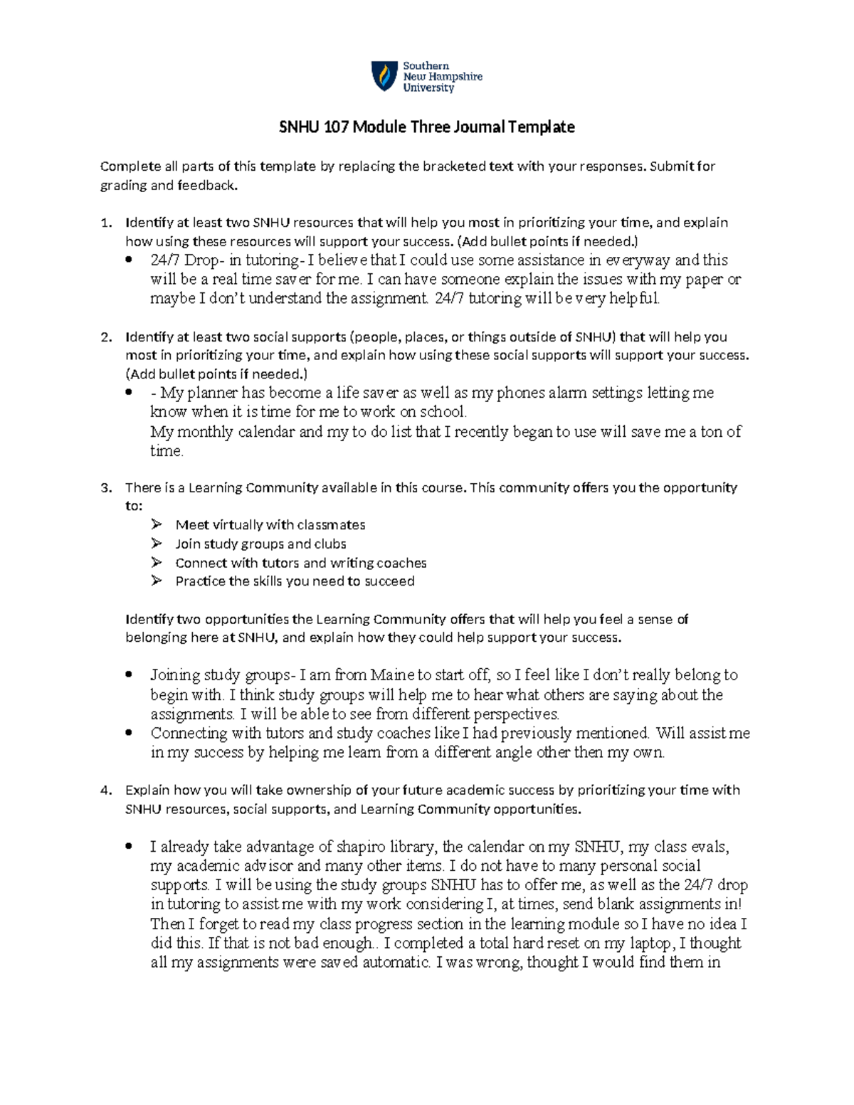 SNHU 107 Module Three Journal Template 11 - SNHU 107 Module Three ...