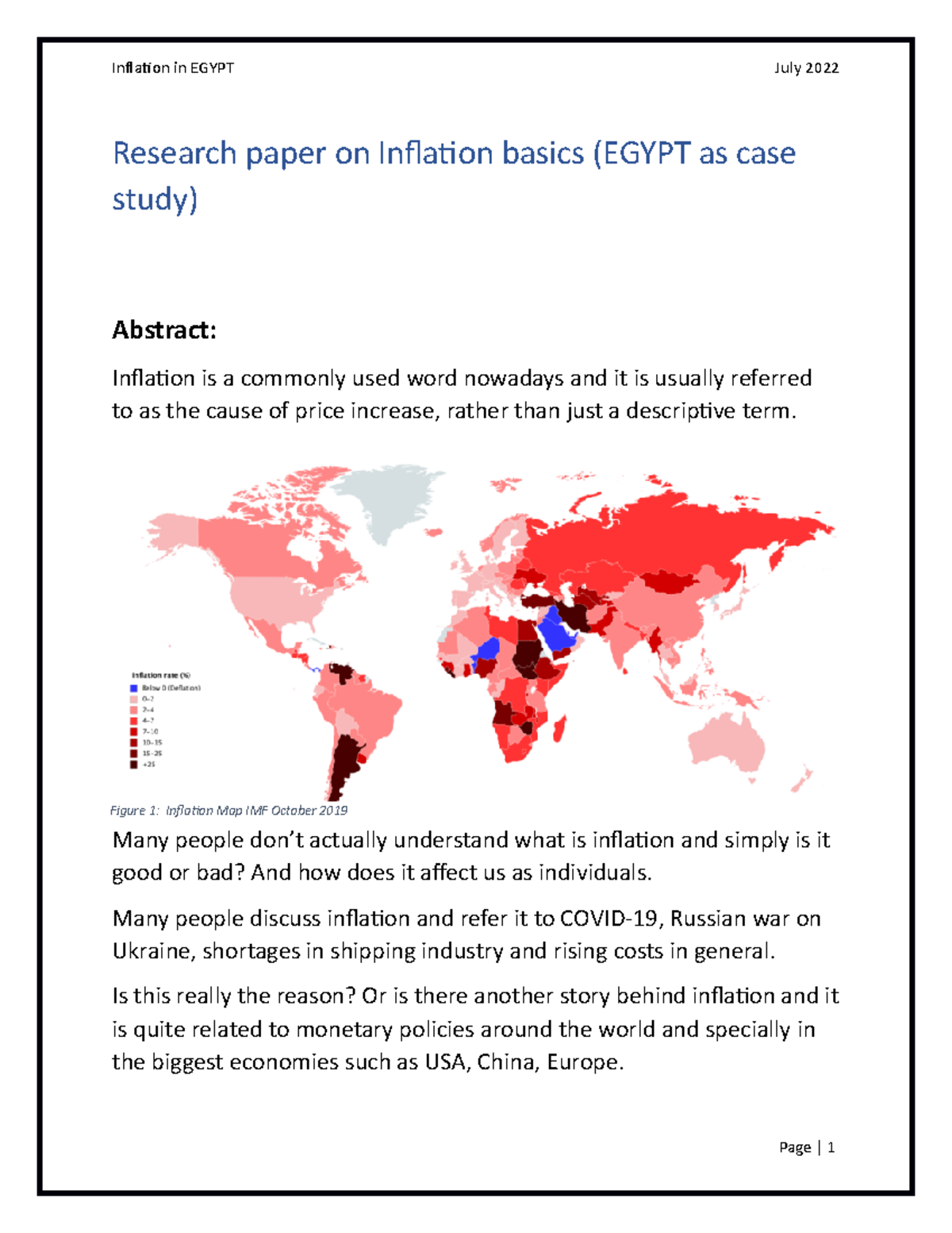 Inflation in egypt - economics - Research paper on Inflation basics ...