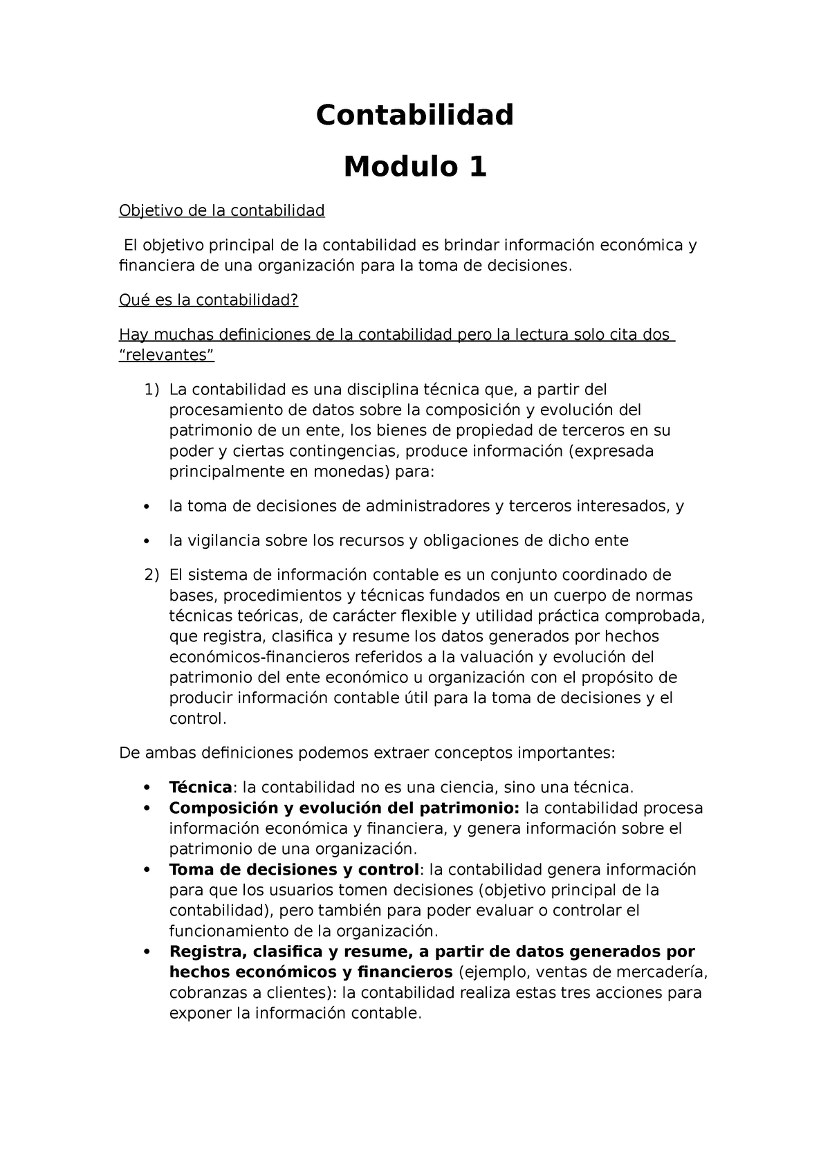 Contabilidad Basica Y De Gestion Resumen Contabilidad Modulo 1 Objetivo De La Contabilidad El 6847