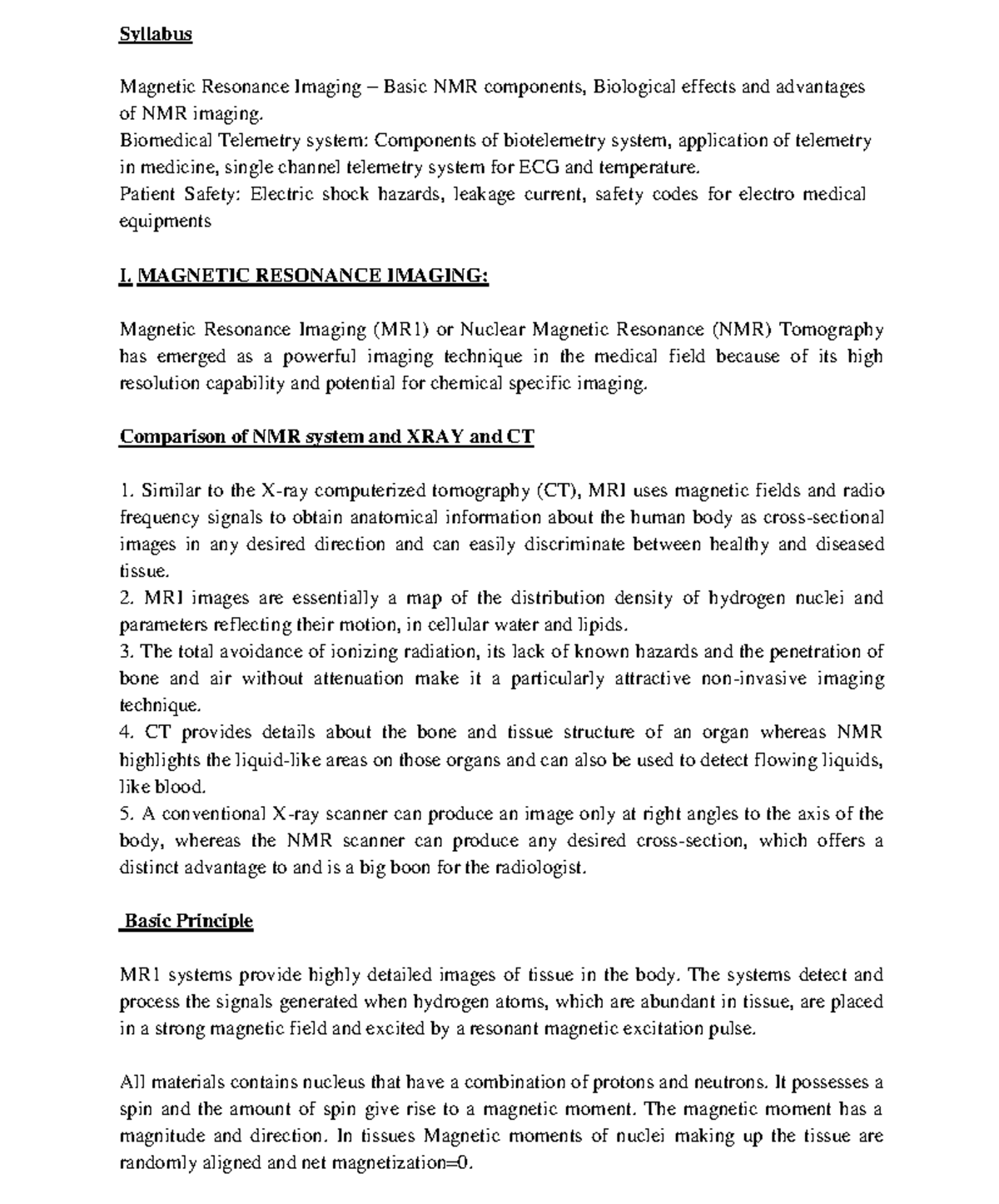 Biomedical Instrumentation Module 6 Syllabus Resonance