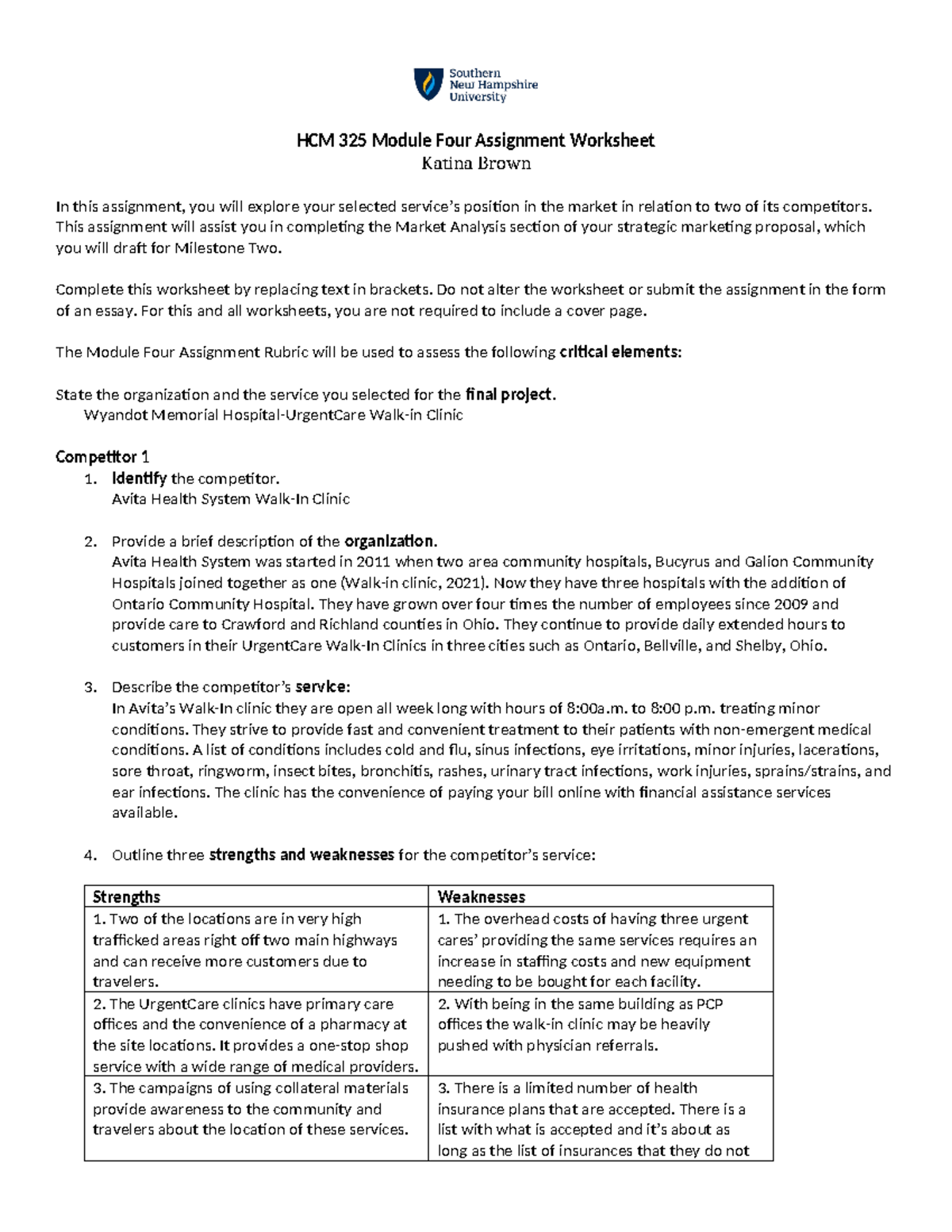 HCM 325 Module Four Assignment Worksheet - HCM 325 Module Four ...