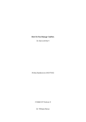 COMM 227 Course outline F2024 section D - COMM 2 2 7/D Interpersonal ...